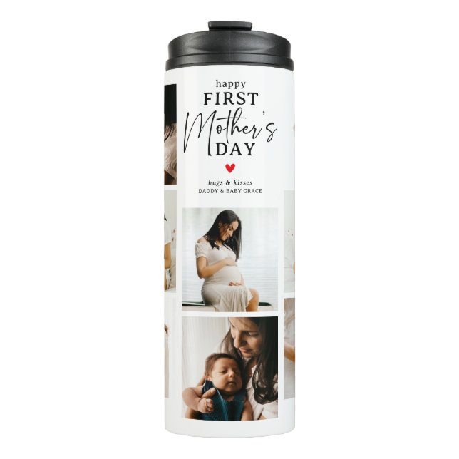 Happy First Mother's Day' Foto Collage Keepake Thermosbecher (Vorderseite)