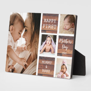 Happy First Mother's Day Wood 4 Foto Collage Fotoplatte