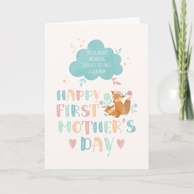 Happy First Mthers Day für Daughter-Schwiegertocht Karte (Vorderseite)