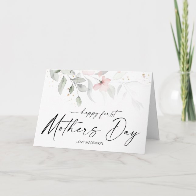 Happy First Mthers Day Gift für Mama Floral Karte (Vorderseite)