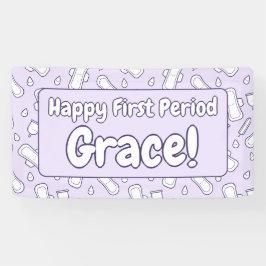 Happy First Period Name Lila Niedlich Tampon Pad Banner