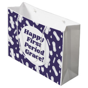 Happy First Period Party Dark Lila Tampon Pad Große Geschenktüte