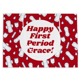Happy First Period Party Dark Red Tampon Pad Große Geschenktüte