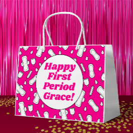 Happy First Period Party Hot Pink Niedlich Tampon  Große Geschenktüte