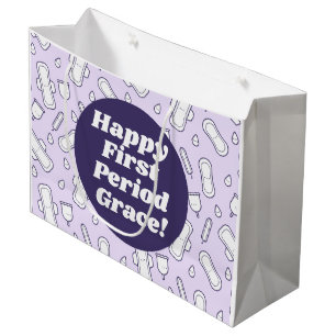 Happy First Period Party Lila Niedlich Tampon Pad Große Geschenktüte