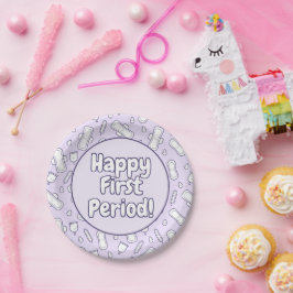Happy First Period Party Lila Niedlich Tampon Pad Pappteller