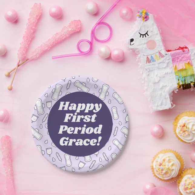 Happy First Period Party Lila Tampon Pad Name Pappteller (Party)