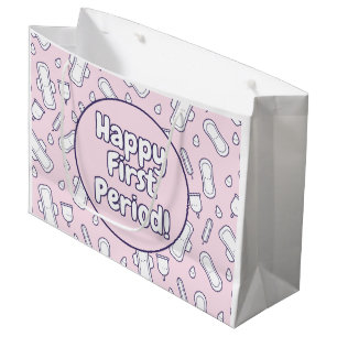 Happy First Period Party Pink Niedlich Tampon Pad Große Geschenktüte