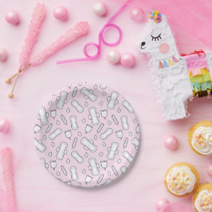 Happy First Period Party Pink Niedlich Tampon Pad Pappteller