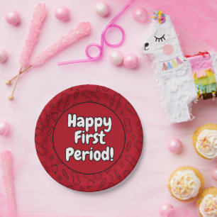 Happy First Period Party Red Tampon Pad Muster Pappteller