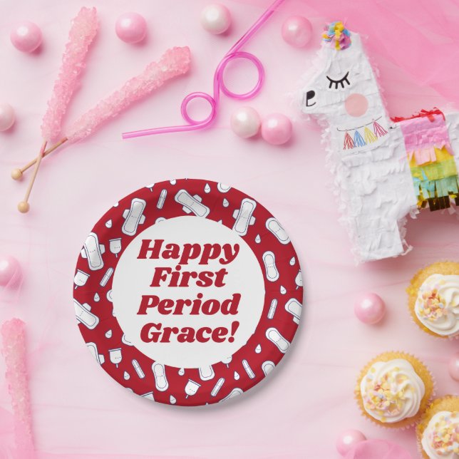 Happy First Period Party Red Tampon Pad Name Pappteller (Party)