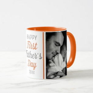 Happy First Vatertag 2 Foto Orange und Weiß Tasse