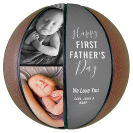 Happy First Vatertag Baby 2 Foto Name Script Basketball