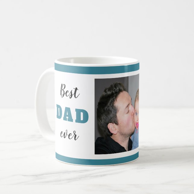 Happy First Vatertag Bester Vater je Foto Kaffeetasse (Vorderseite Links)