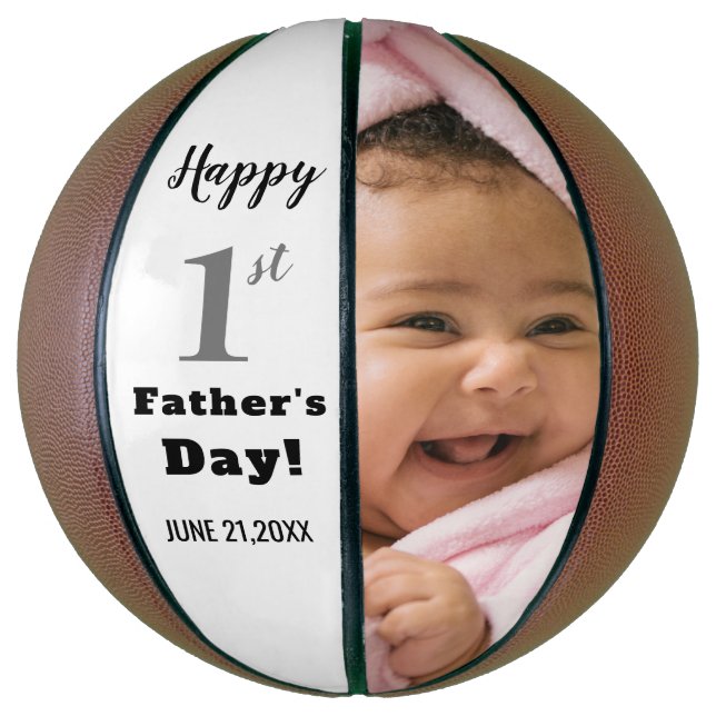 Happy First Vatertag Custom Foto Basketball (Vertikal)