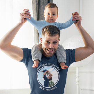 Happy First Vatertag Custom Foto & Text T-Shirt