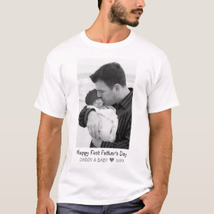  Happy First Vatertag New Dad Baby Foto T-Shirt