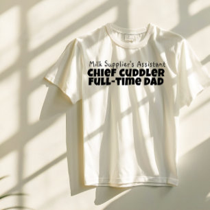 Happy First Vatertag Schwarz-weißer Brief Spaß T-Shirt