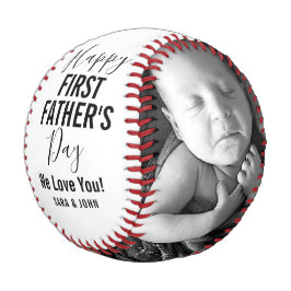 Happy First Vatertag White Baby 2 Fotos Name Baseball