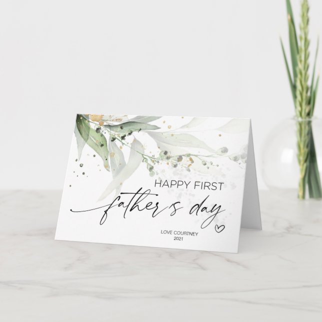 Happy First Vathers Day - Geschenke von der Ehefra Karte (Vorderseite)