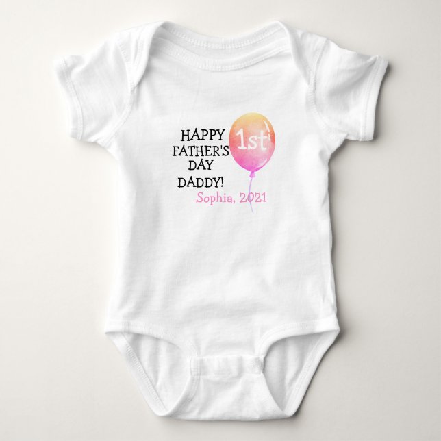 Happy First Vathers Day Girl Baby Baby Strampler (Vorderseite)
