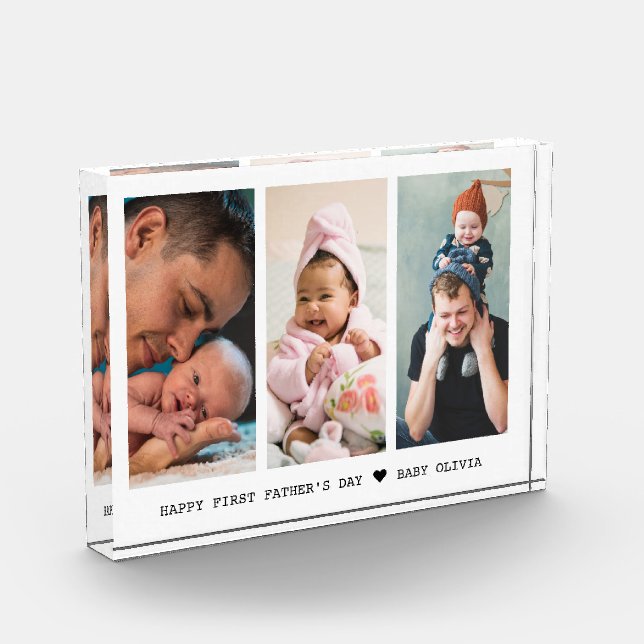 Happy First Vathers Day New Dad 3 Foto Collage (Links)