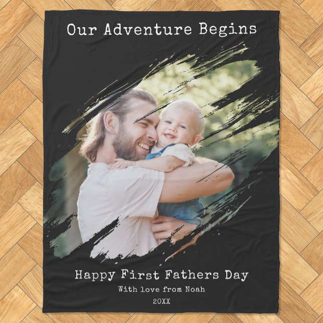 Happy First Vathers Day Personalisiertes Foto Fleecedecke (Von Creator hochgeladen)