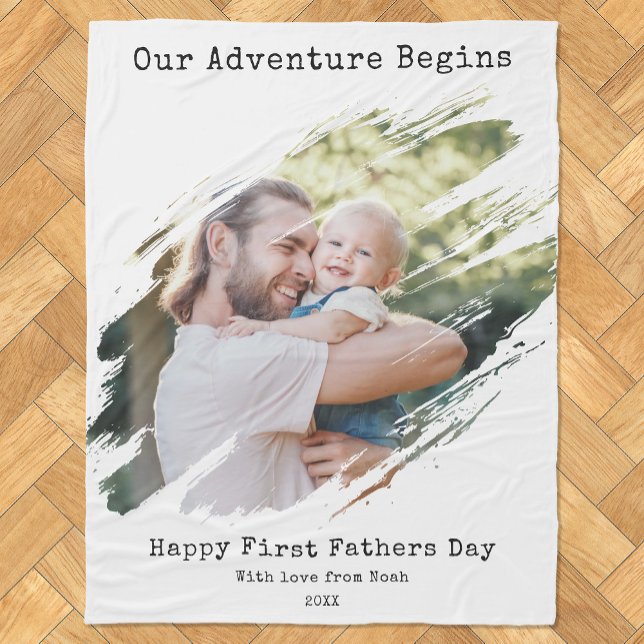 Happy First Vathers Day Personalisiertes Foto Fleecedecke (Von Creator hochgeladen)