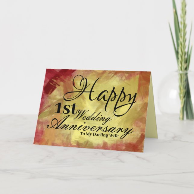 Happy First Wedding Jubiläum für meine Ehefrau Karte (Vorderseite)