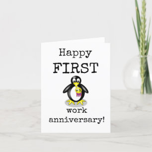 Happy First Work Anniversary Card, Niedlich Dankeskarte