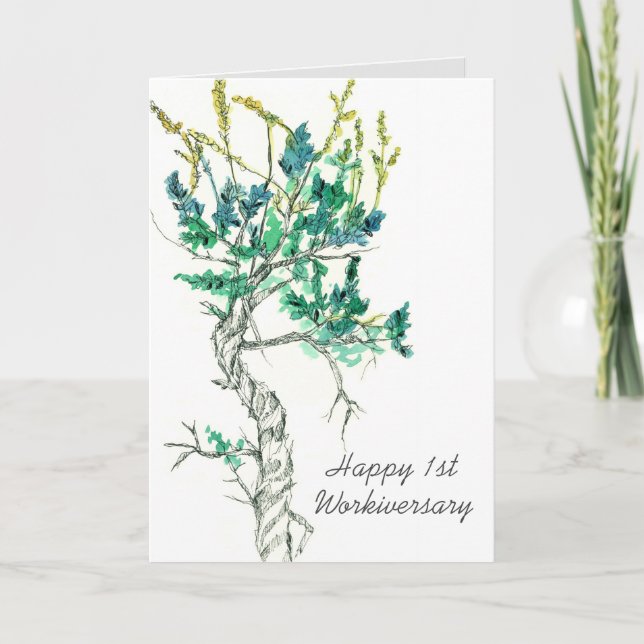 Happy First Workiversary Employee Sagebrush Pflanz Karte (Vorderseite)