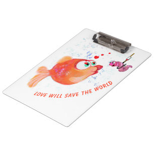 Happy Fish and Worm Clipboard Funny - Benutzerdefi Klemmbrett