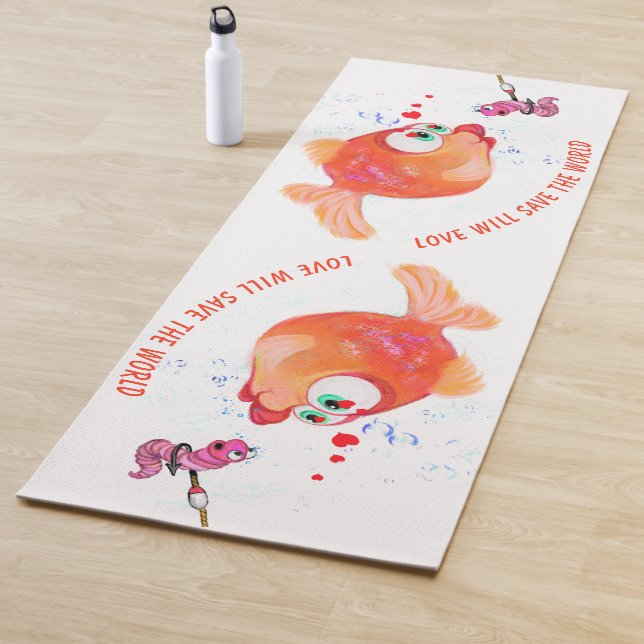 Happy Fish and Worm Funny Yoga Mat - Benutzerdefin Yogamatte (Beispiel)