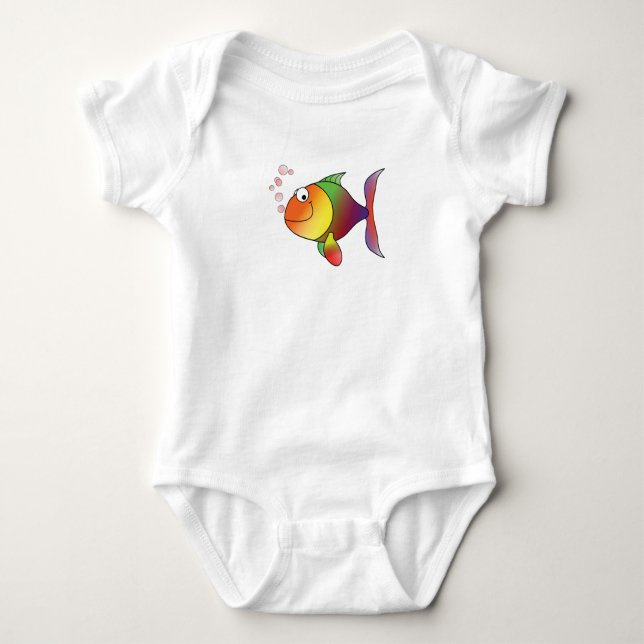 Happy Fish Baby T-Shirt Baby Strampler (Vorderseite)