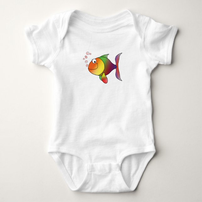 Happy Fish Baby T-Shirt Strampler (Vorderseite)