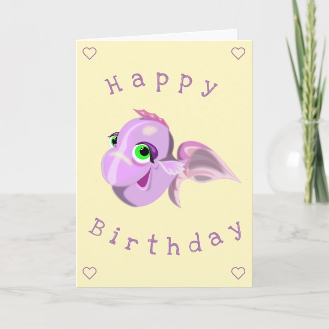 Happy Fish Birthday Card Karte (Vorderseite)