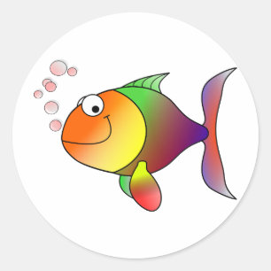 Happy Fish ~ Blasen Runder Aufkleber
