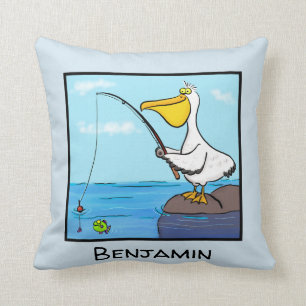 Happy Fish pelican Cartoon Kissen