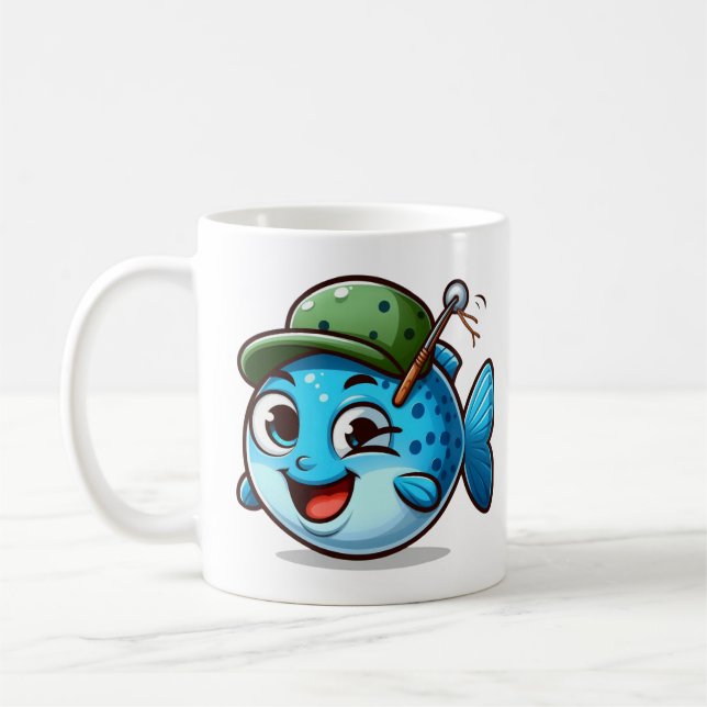 Happy Fishing Buddy Cartoon Fish Kaffeetasse (Links)