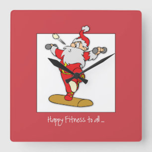 Happy Fitness Übung Weihnachten mit dem Weihnachts Quadratische Wanduhr