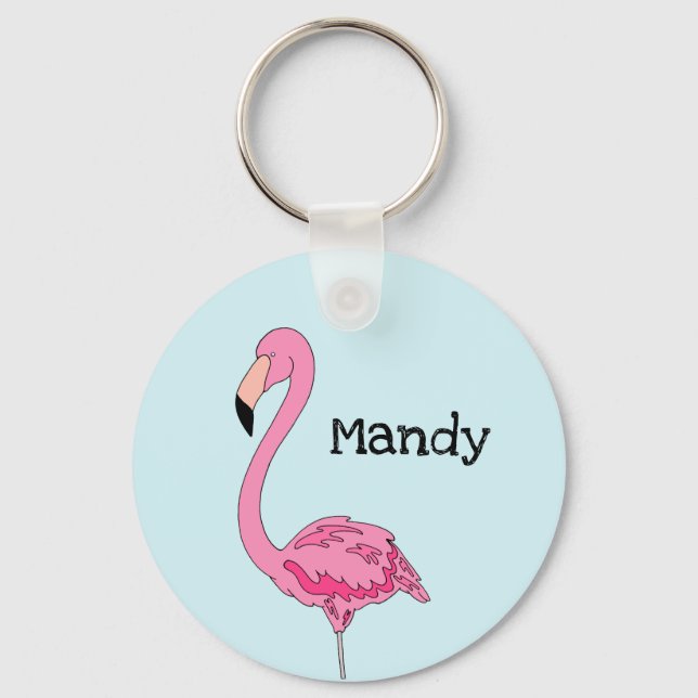 Happy Flamingo Personalisiert Schlüsselanhänger (Vorderseite)