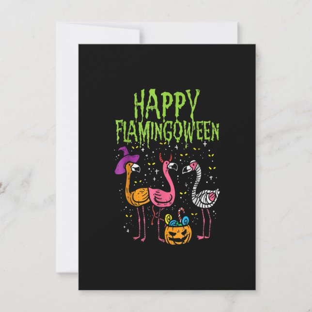 Happy Flamingoween Beängstigend Flamingos Funny Ha Einladung (Vorderseite)