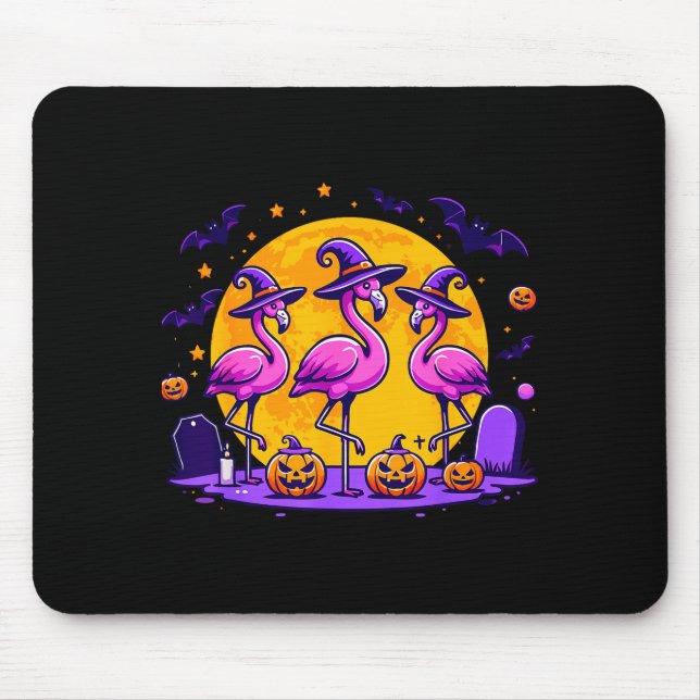 Happy Flamingoween Funny Flamingo Halloween Costum Mousepad (Vorne)