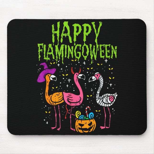 Happy Flamingoween Y Flamingos Funny Halloween Cos Mousepad (Vorne)
