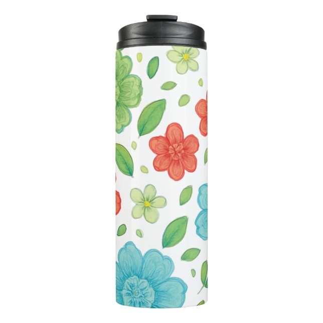 Happy Flowers & Smiling Creatures Digital Print -  Thermosbecher (Vorderseite)