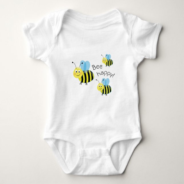 Happy Flying Bies Niedliche Biene glücklich Baby Strampler (Vorderseite)