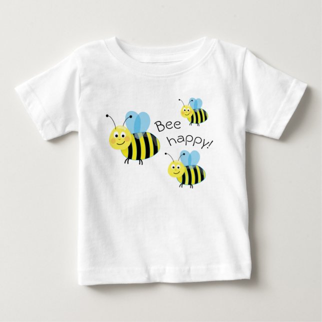 Happy Flying Bies Niedliche Biene glücklich Baby T-shirt (Vorderseite)
