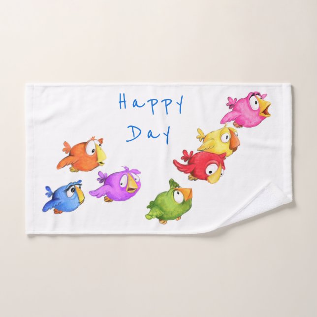 Happy Flying Birds Bath Handtücher - Custom Text (Handtuch)