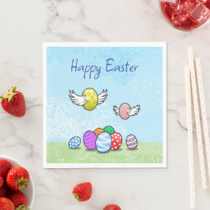 Happy Flying Easter Eggs Serviette