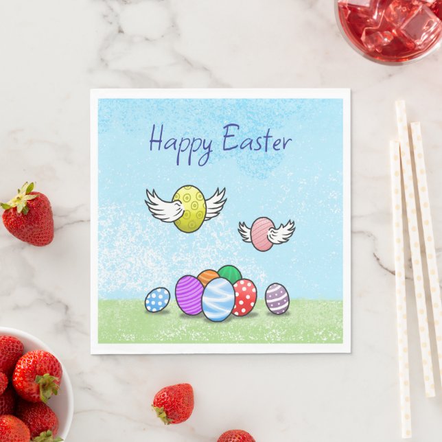 Happy Flying Easter Eggs Serviette (Beispiel)